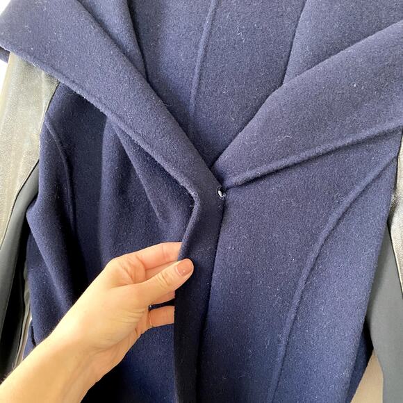 RUDSAK Modina Hooded Coat with Leather Sleeves in Night Blue Small - Picture 5 of 11